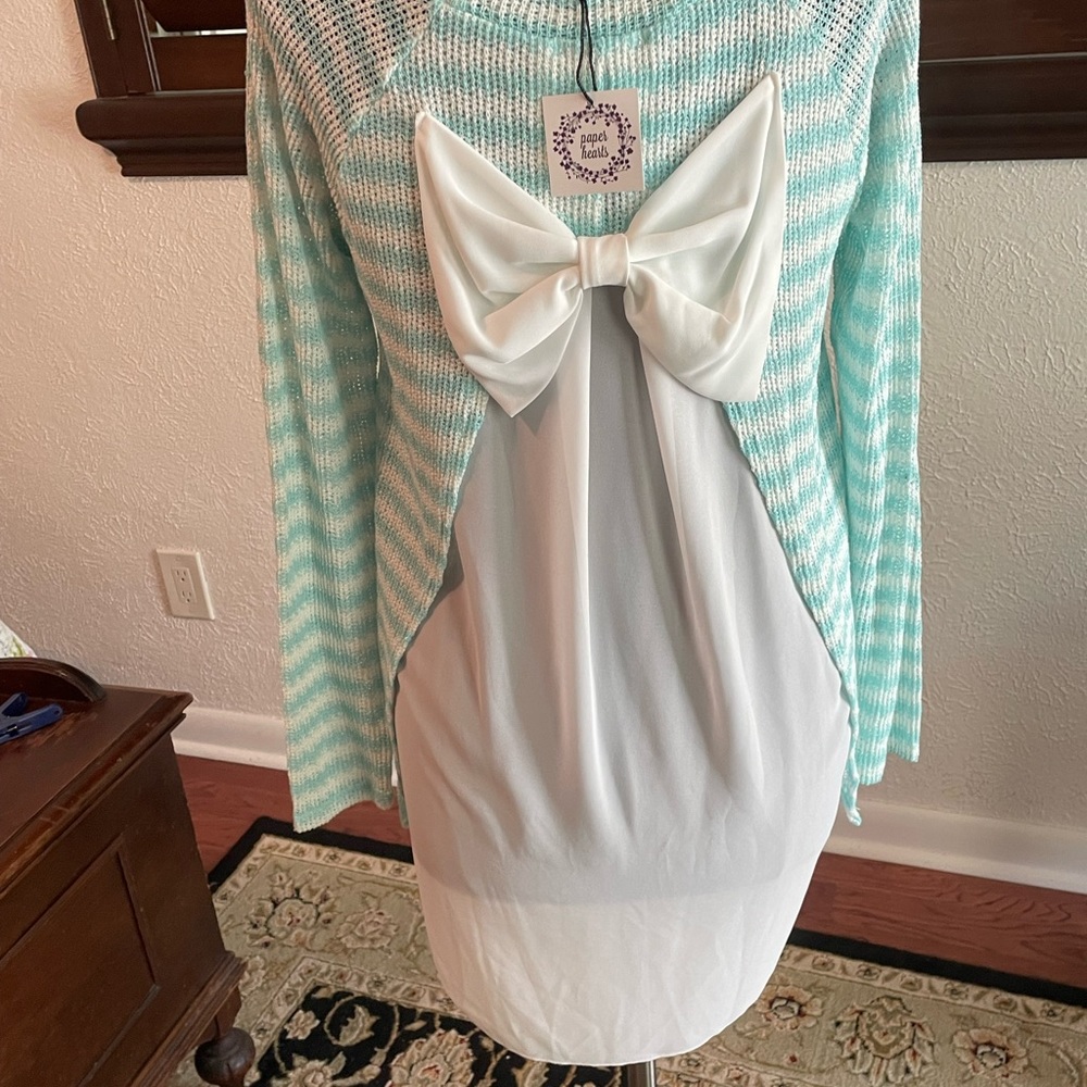 Sweater with Bow back L Lime Chili